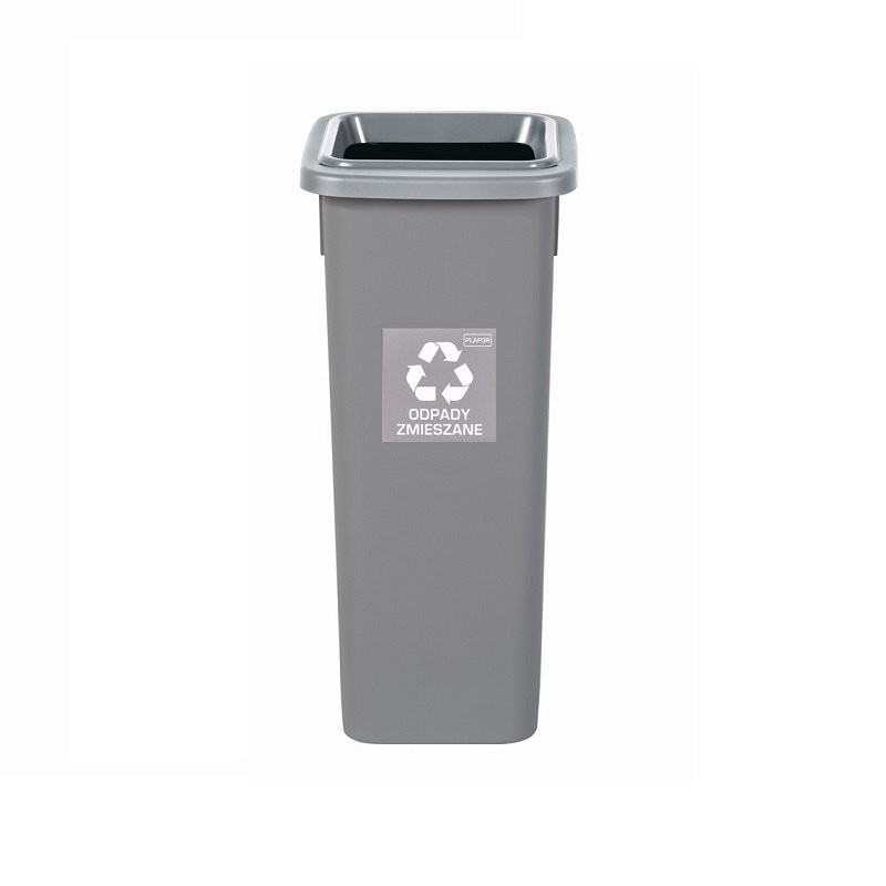 Cos plastic reciclare selectiva, capacitate 53l, PLAFOR Fit - gri cu capac gri - altele