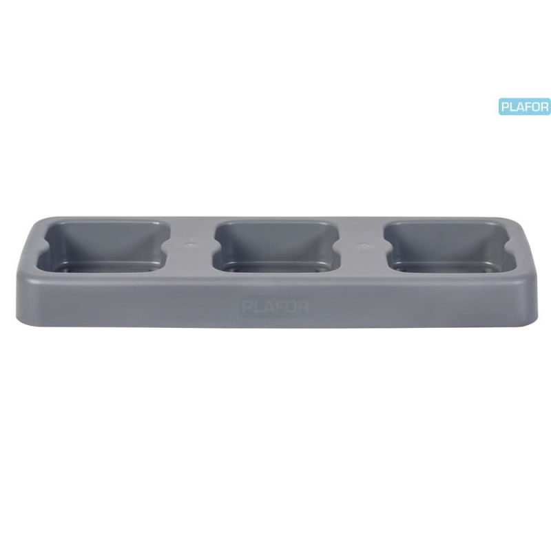 Suport plastic pentru 3 cosuri reciclare selectiva (3 x 20L), 72 x 27 x h7.5cm, PLAFOR Fit