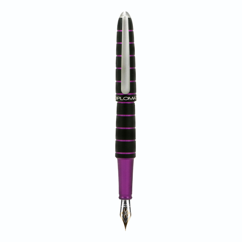 Stilou DIPLOMAT Elox Ring, cu penita M, aurita 14kt. - black purple
