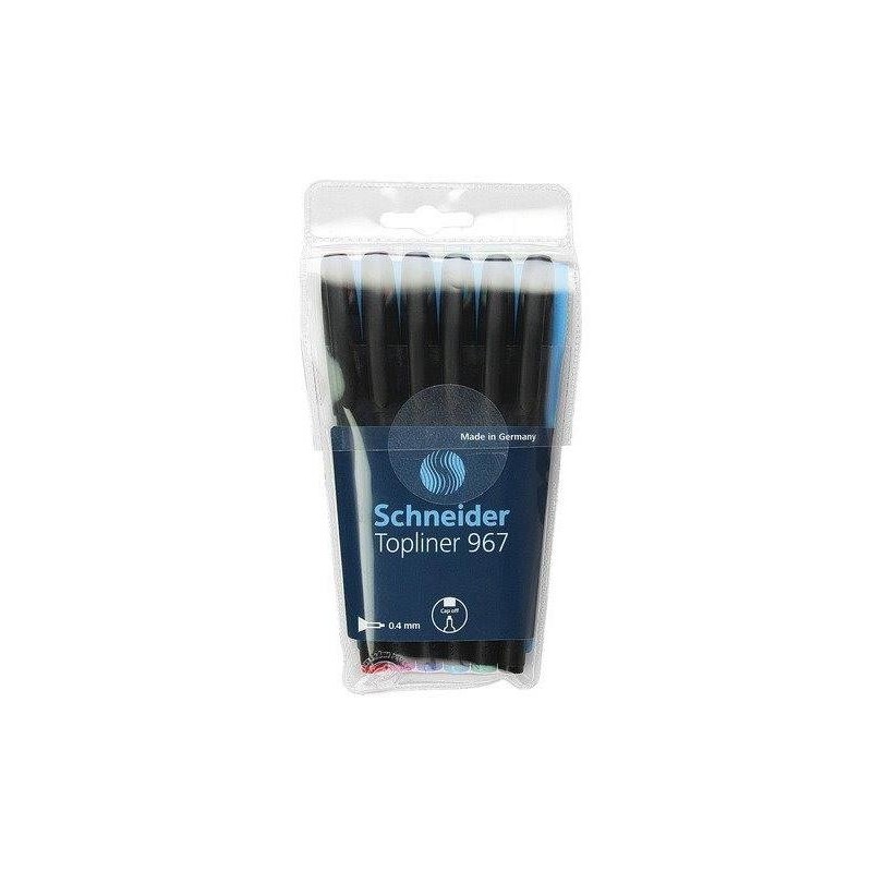 Liner SCHNEIDER 967, varf fetru 0.4mm, 6 culori/set - (N, R, A, V, Vi, Roz)