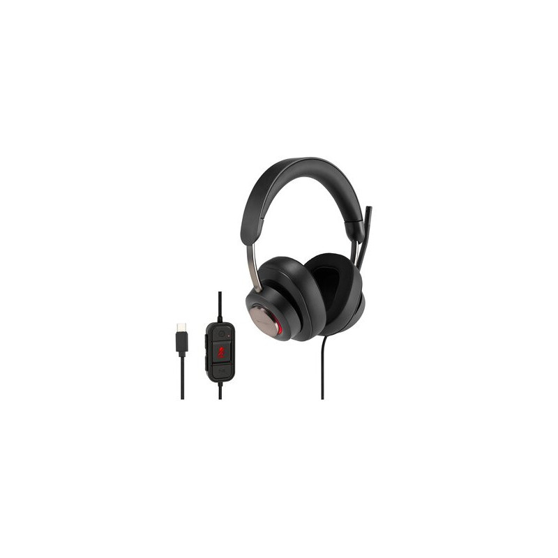 Casti Kensington H2000, reglabile, microfon cu anulare sunet inclus, conexiune cablu USB-C, negru