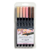 Markere LYRA Aqua Brush Duo, 2 capete (brush + 1mm), 6 culori ale pielii/blister