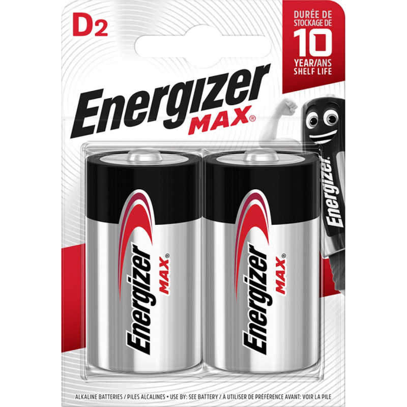 Baterii Max D, LR20, 1,5V, 2 buc/set, Energizer, dureaza cu 50% mai mult decat cele alkaline