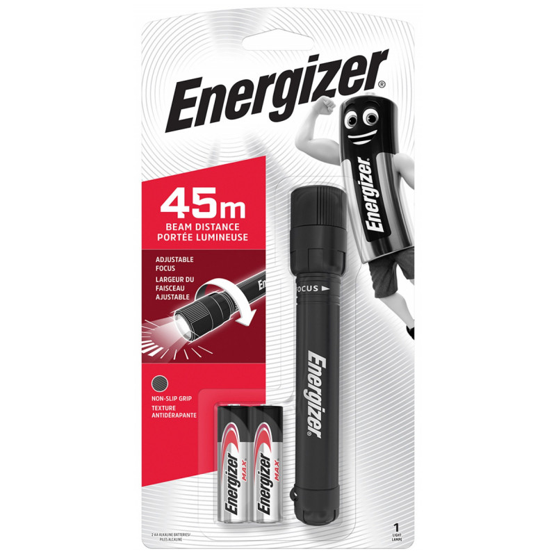 Lanterna LED X-Focus, raza de 45m + 2 baterii AA, Energizer