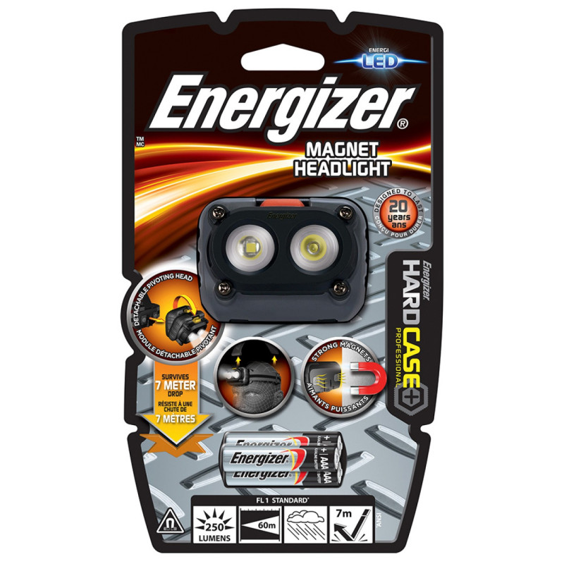 Lanterna LED de cap Magnet Headlight, 250 lumeni, raza de 60m + 3 baterii AAA, Energizer