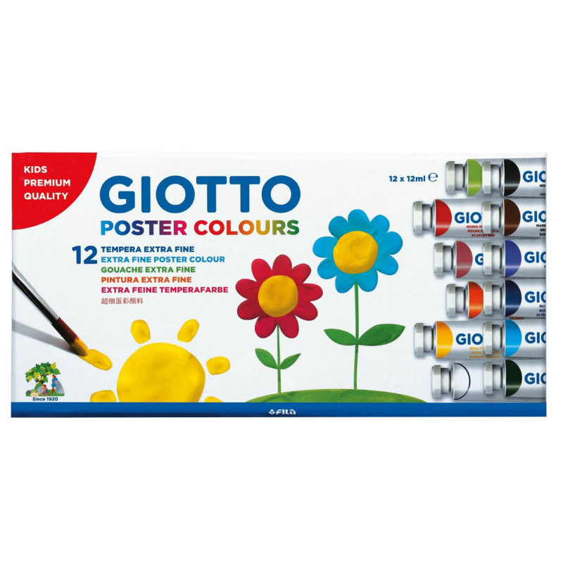 Tempera 12ml, 12 culori/set, GIOTTO Poster Colors