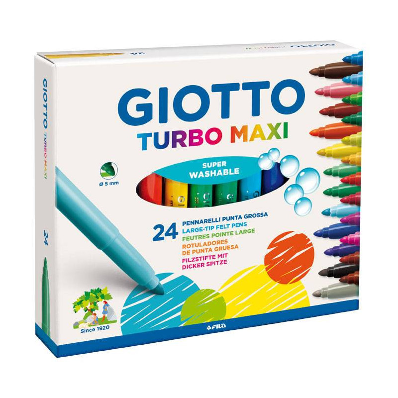 Carioca lavabila, varf 5mm, 24 culori/cutie, GIOTTO Turbo Maxi