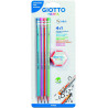 Creion cu mina grafit, 4 buc/set+radiera, GIOTTO