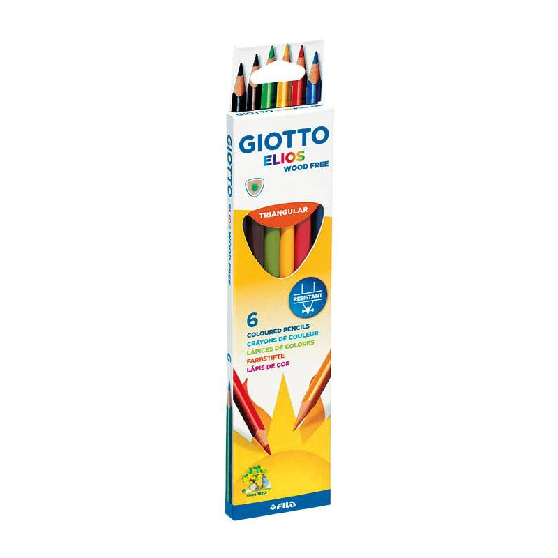 Creioane colorate, cutie carton, 6 culori/set, GIOTTO Elios