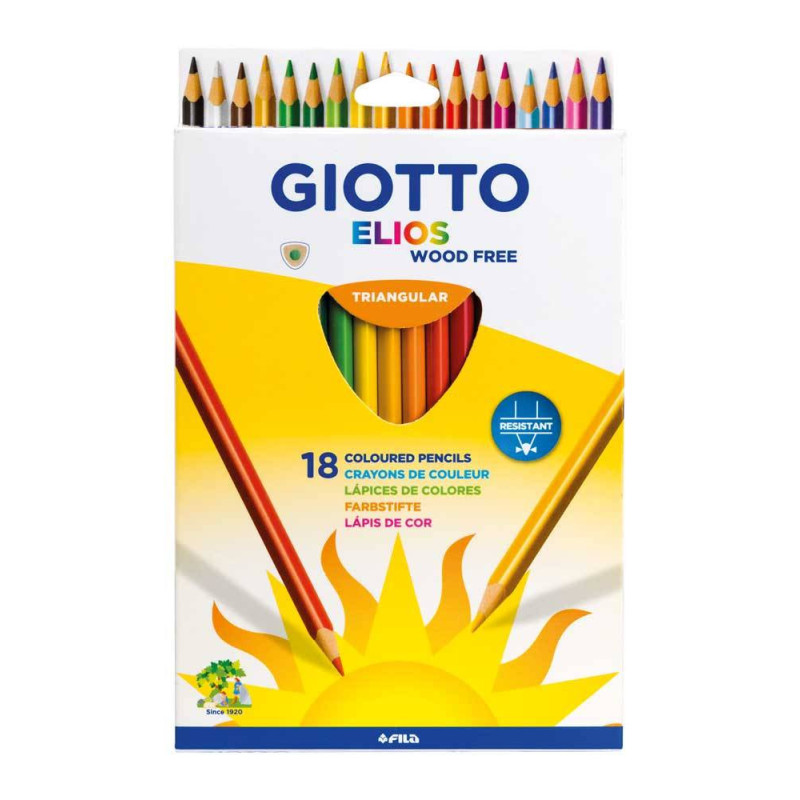 Creioane colorate, cutie carton, 18 culori/cutie, GIOTTO Elios