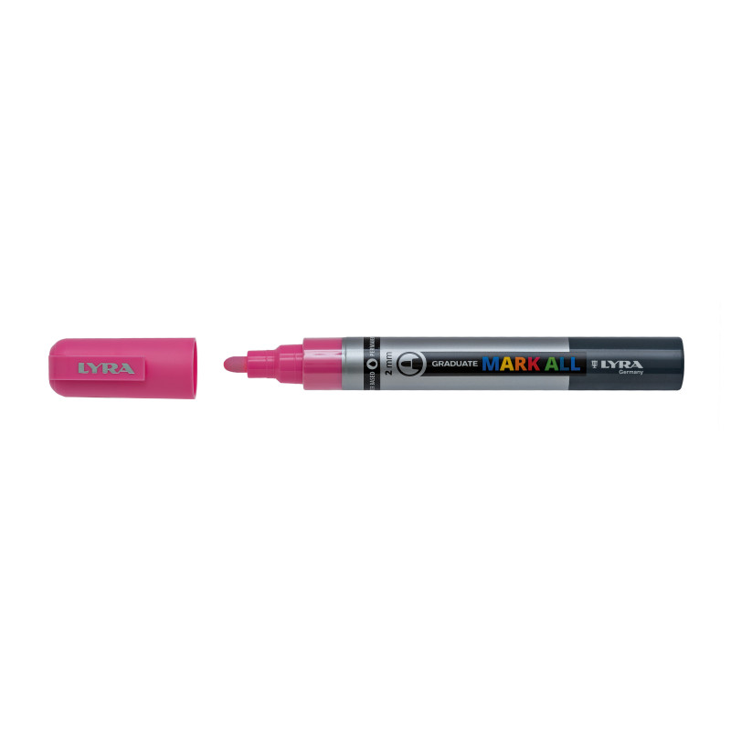Marker LYRA Graduate Mark All, pe baza de apa, varf 2mm, pentru orice suprafata - roz