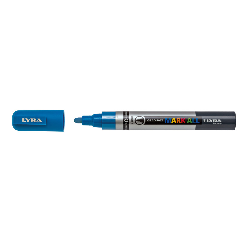 Marker LYRA Graduate Mark All, pe baza de apa, varf 2mm, pentru orice suprafata - bleu