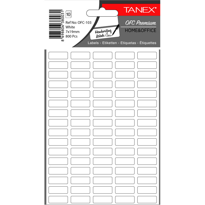 Etichete autoadezive albe, 7 x 19 mm, 1100 buc/set, TANEX