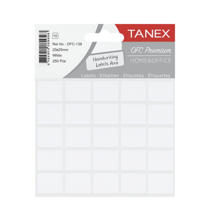 Etichete autoadezive albe, 20 x 25 mm, 80 buc/set, TANEX