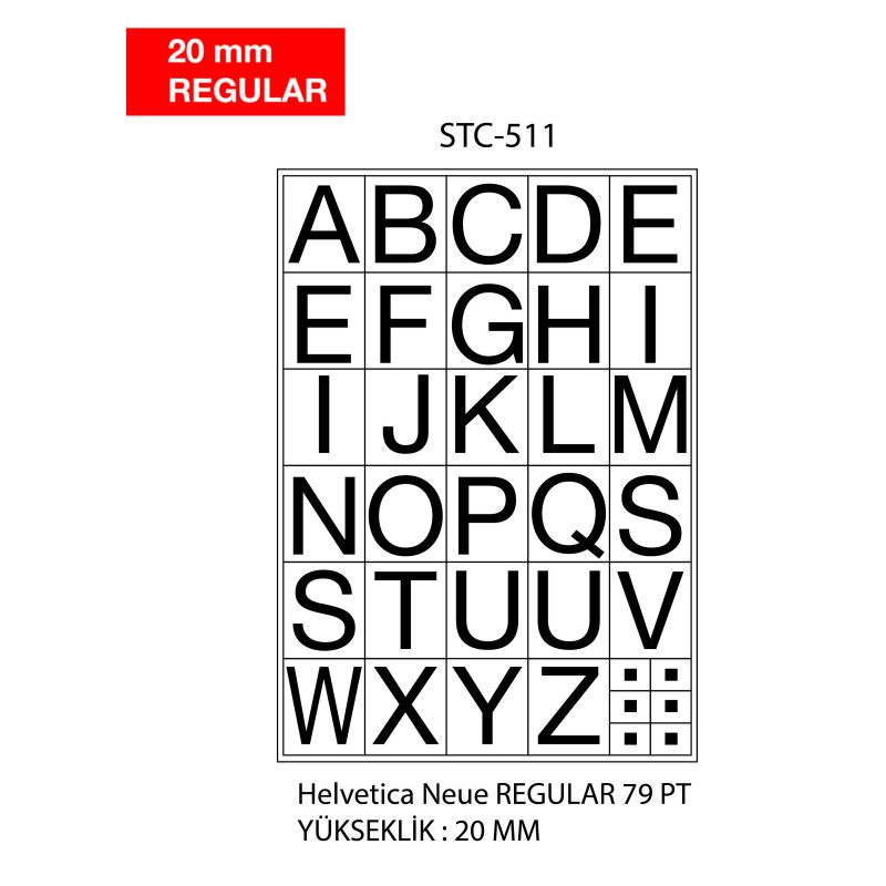 Etichete autoadezive cu litere, A-Z, 2 folii/set, TANEX -20mm regular