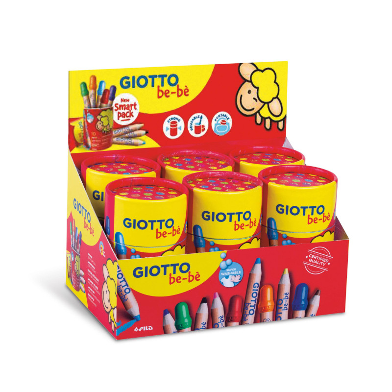 Creioane colorate jumbo, 10 culori/tub, GIOTTO be-be