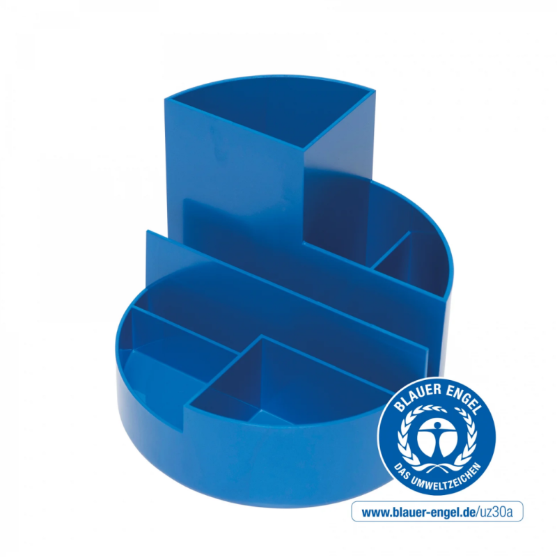 Suport pentru instrumente de scris, 6 compartimente, din plastic reciclat, ECO MAUL - albastru