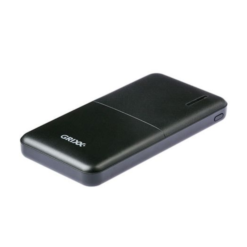 Baterie externa GRIXX Optimum - 10000mAh, cu porturi Micro USB si USB-C - neagra