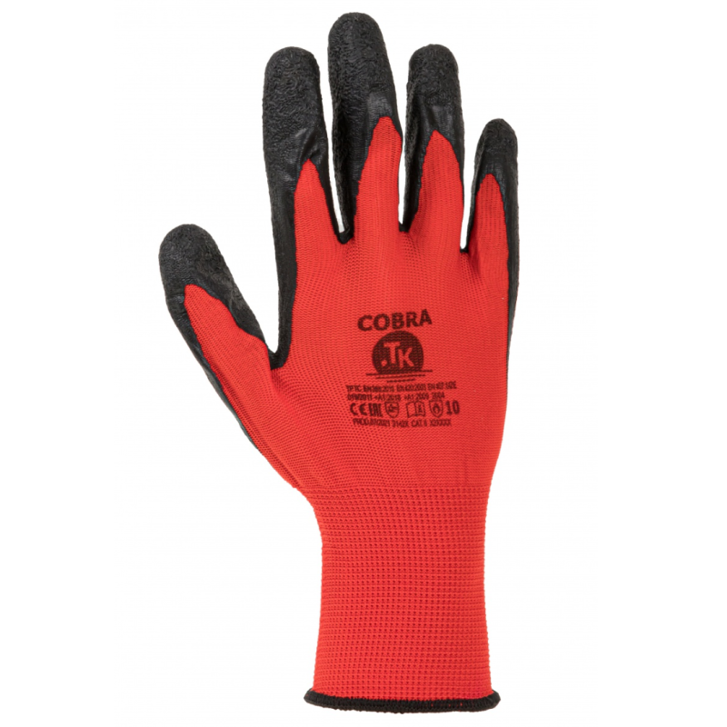 Manusi protectie, din poliester/latex, EN 388 (3142X), EN 420+A1,EN 407, TK- Cobra - marimea 10