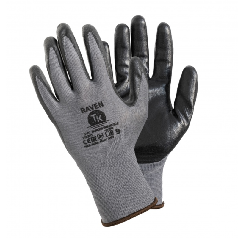 Manusi protectie, din poliester/PU, EN 388 (4121X), EN 420+A1,EN 407, TK- Raven - marimea 10
