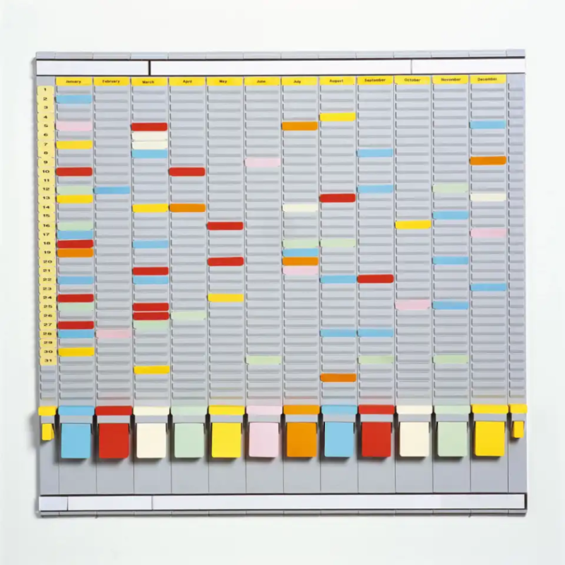 Planner saptamanal cu T-cards, cu 20 de slot-uri, complet, DJOIS - gri deschis