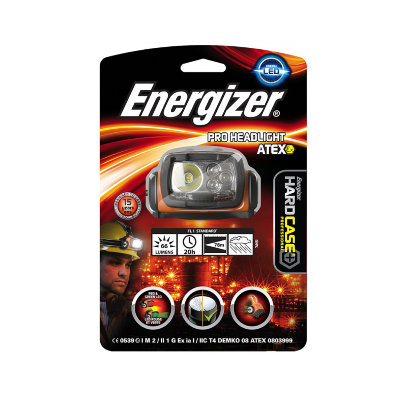 Lanterna de cap Pro Headlight Atex, 66 lumeni, raza de 78m + 2 buc baterii AAA, Energizer