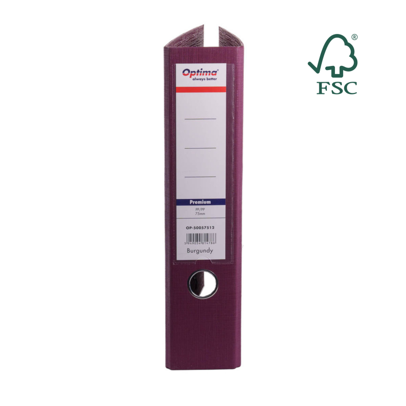 Biblioraft A4, plastifiat PP/PP, margine metalica, 75 mm, Optima Premium - visiniu