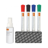 Kit pentru tabla NOBO, 4 markere diverse culori, burete magnetic, spray curatare 50 ml