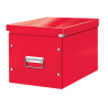 Cutie depozitare LEITZ WOW Click&Store, carton laminat, pliabila, cu capac si maner,32x31x36cm,rosu