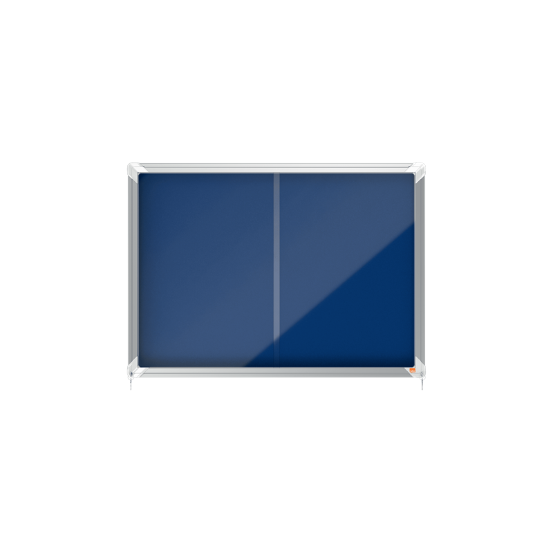 Avizier NOBO Premium Plus, interior, material textil, 8x A4, geam glisant si cheie, albastru