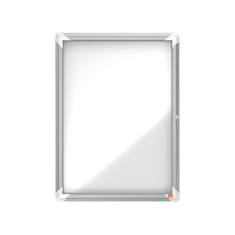 Avizier NOBO Premium Plus, exterior, otel emailat, 4x A4, cu usa si cheie, magnetic, alb