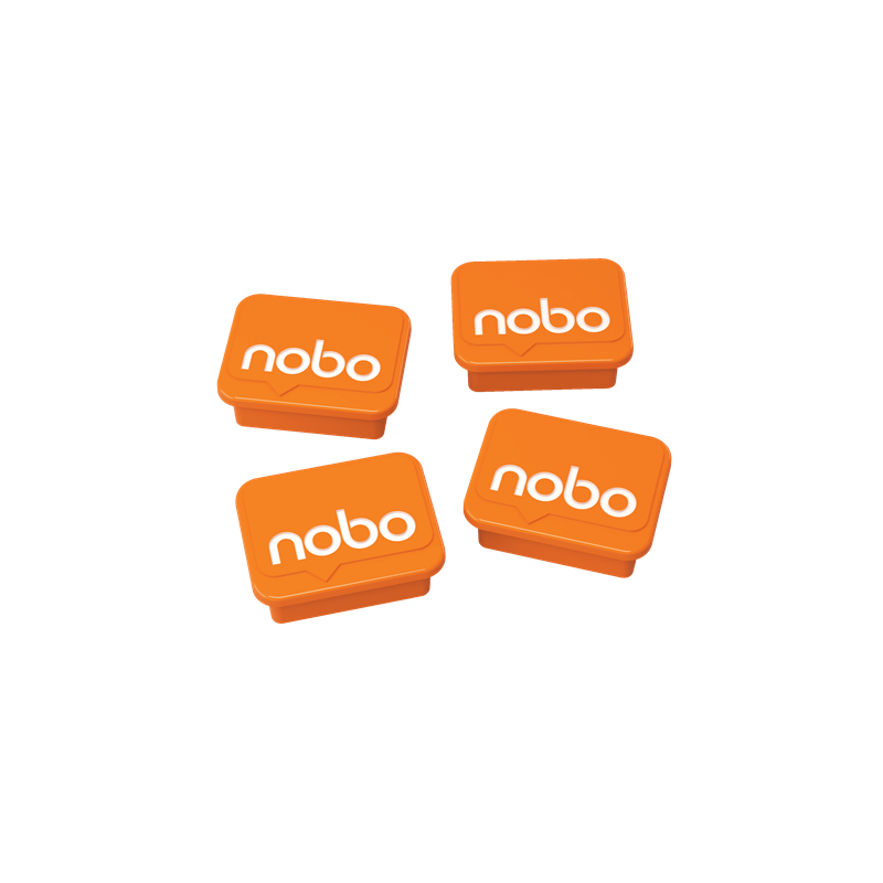Magneti pentru table NOBO, 18x22 mm, sustin 4 coli, 4 buc/set, portocaliu