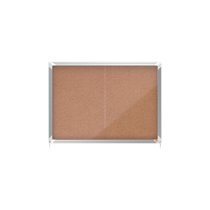 Avizier NOBO Premium Plus, interior, pluta, 8X A4, geam glisant si cheie, natur