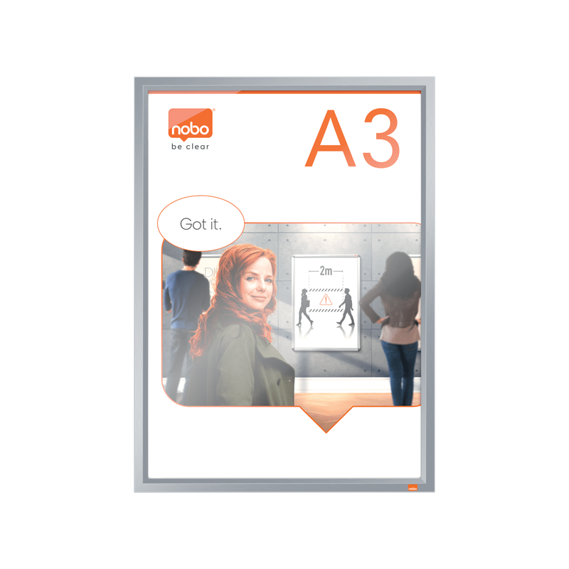 Rama pentru perete NOBO Impression Pro, aluminiu, cu clip, A3, gri