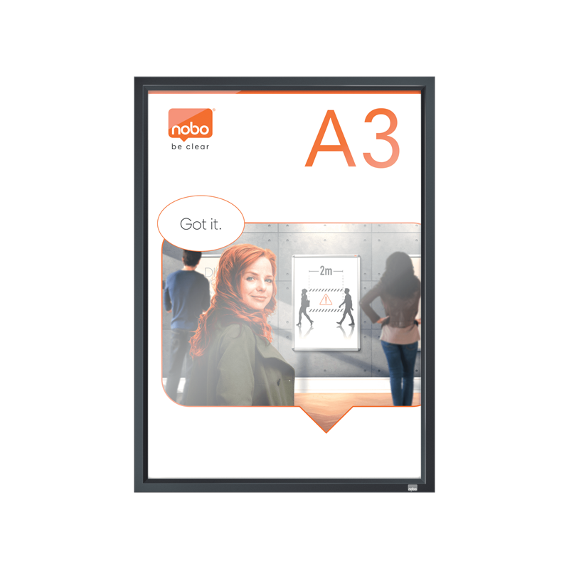 Rama pentru perete NOBO Impression Pro, aluminiu, cu clip, A3, grafit