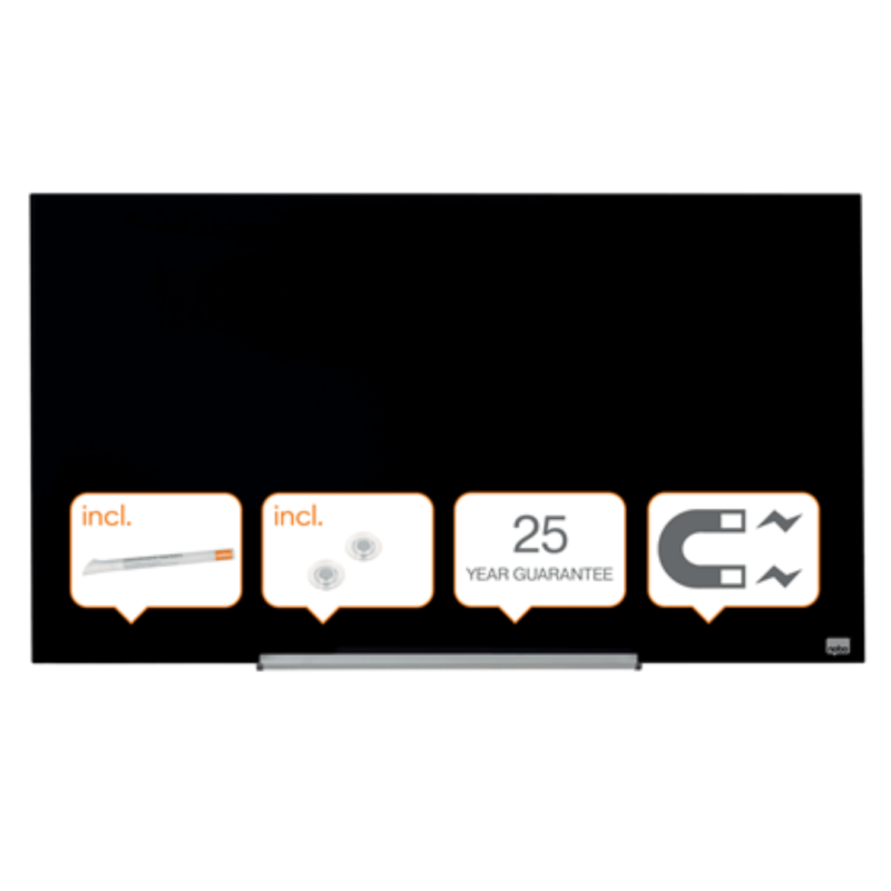 Tabla NOBO Impression Pro Widescreen 45", sticla, 100x56cm, magnetica +marker,tavita, magneti, negru