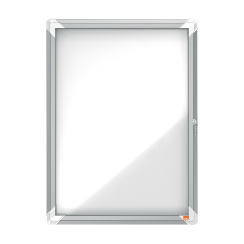 Avizier NOBO Premium Plus, interior, otel emailat, 4x A4, cu usa si cheie, magnetic, alb