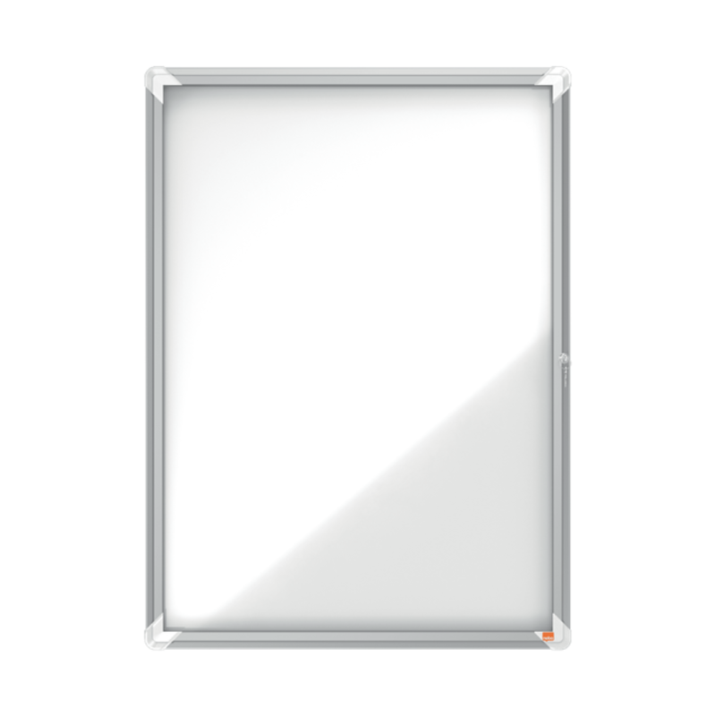 Avizier NOBO Premium Plus, interior, otel emailat, 9x A4, cu usa si cheie, magnetic, alb