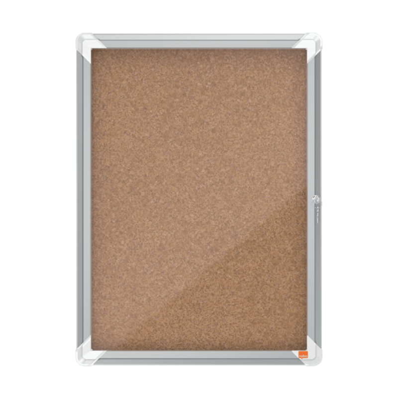 Avizier NOBO Premium Plus, interior, pluta, 4x A4, cu usa si cheie, natur