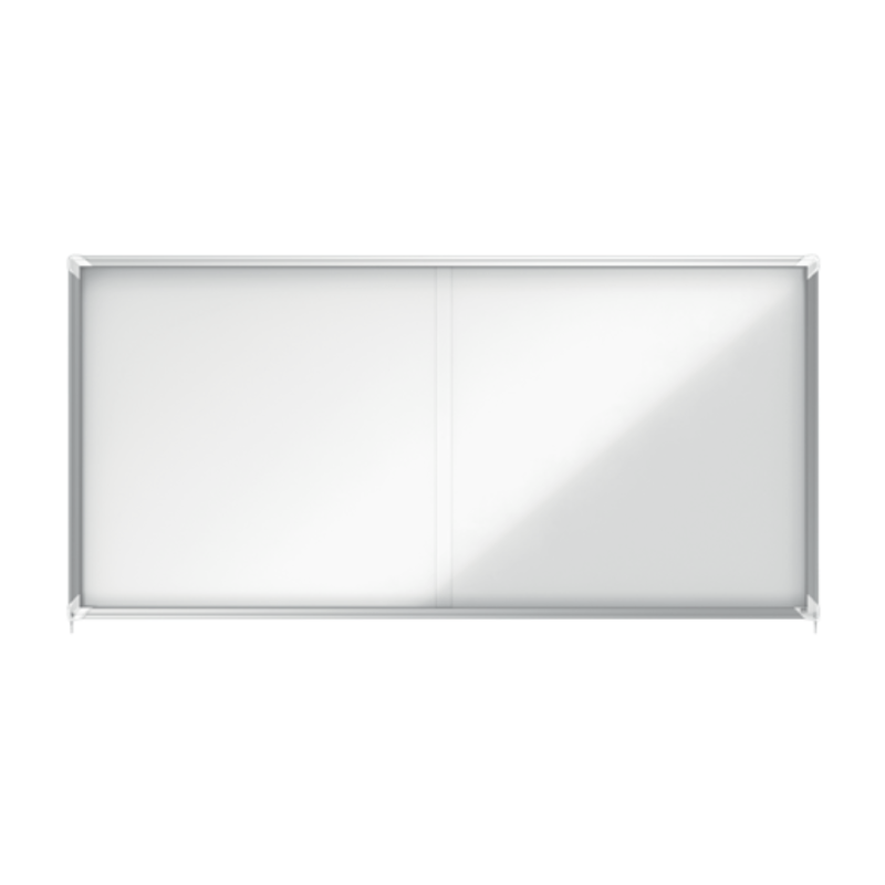 Avizier NOBO Premium Plus, interior, otel emailat, 27x A4, geam glisant si cheie, magnetic, alb