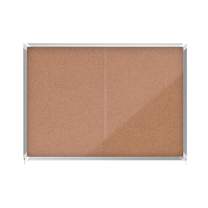 Avizier NOBO Premium Plus, interior, pluta, 18X A4, geam glisant si cheie, natur