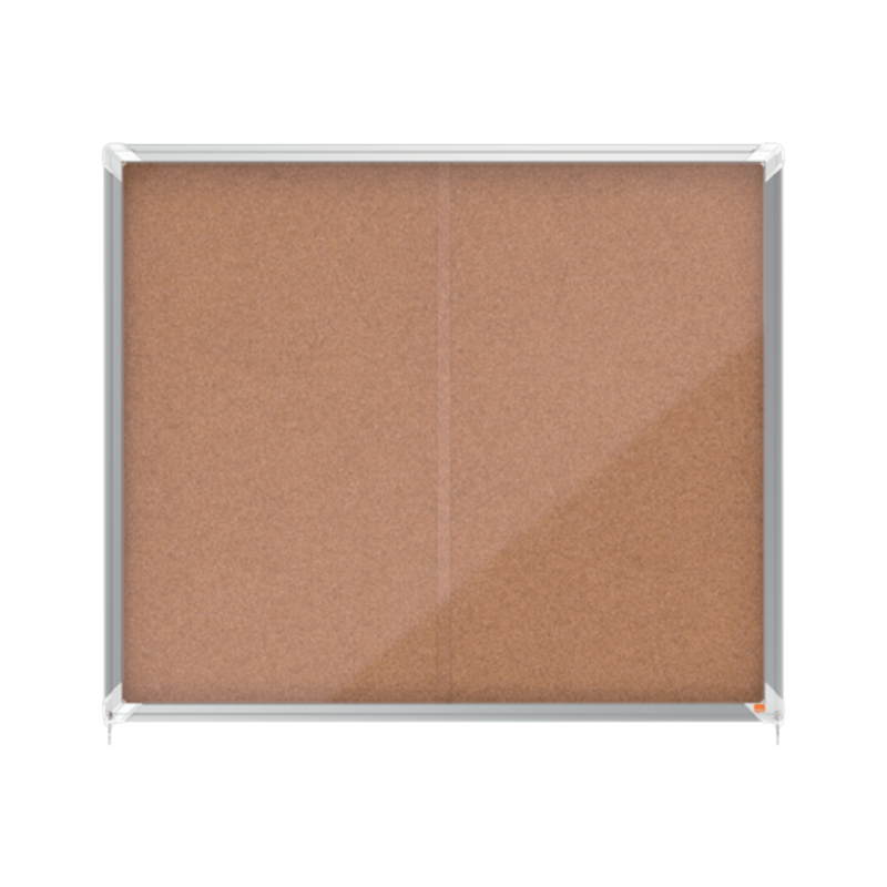 Avizier NOBO Premium Plus, interior, pluta, 15X A4, geam glisant si cheie, natur