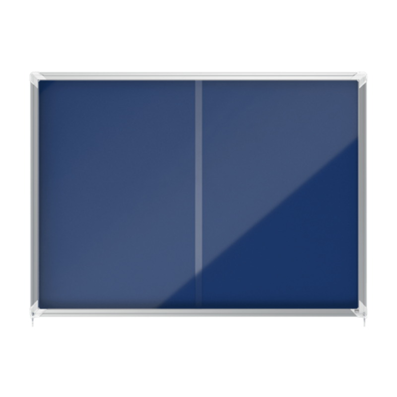 Avizier NOBO Premium Plus, interior, material textil, 18x A4, geam glisant si cheie, albastru