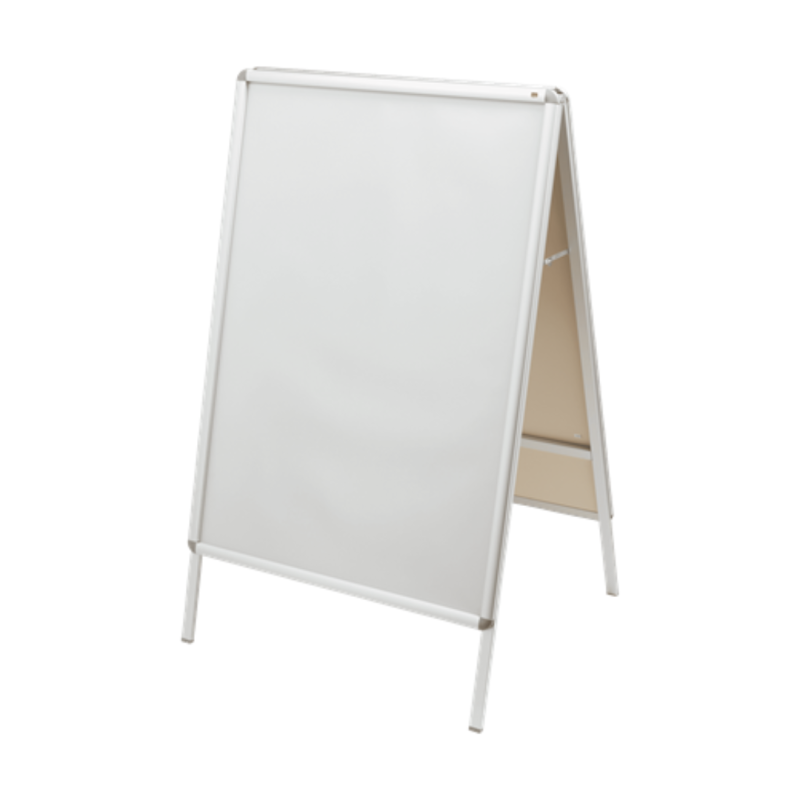 Panou dublu stradal NOBO, in forma de A, cu clip, aluminiu, rezistent la apa, A1, alb