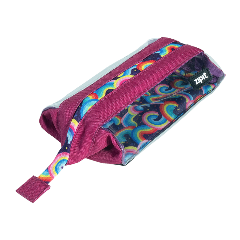 Penar cu fermoar ZIPIT Lenny Clear 2 Sides - Fucsia and Rainbows