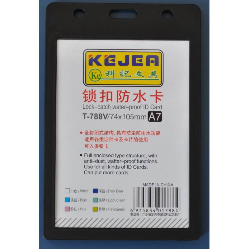Suport PP water proof snap type, pentru carduri, 74 x 105mm, orizontal, 5 buc/set, KEJEA - negru