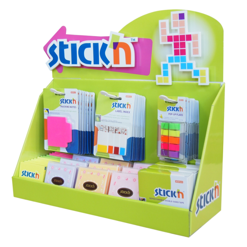Display carton Stick’n, dimensiuni 45 x 40 x 16 cm