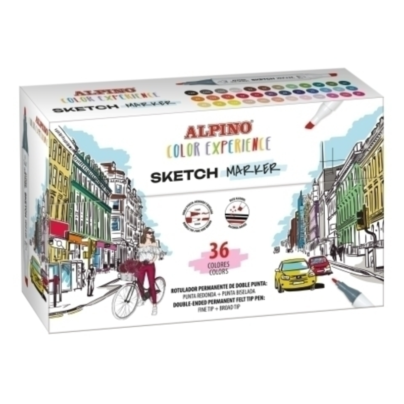 Set markere cu doua capete, varf rotund/tesit, ALPINO Color Experience