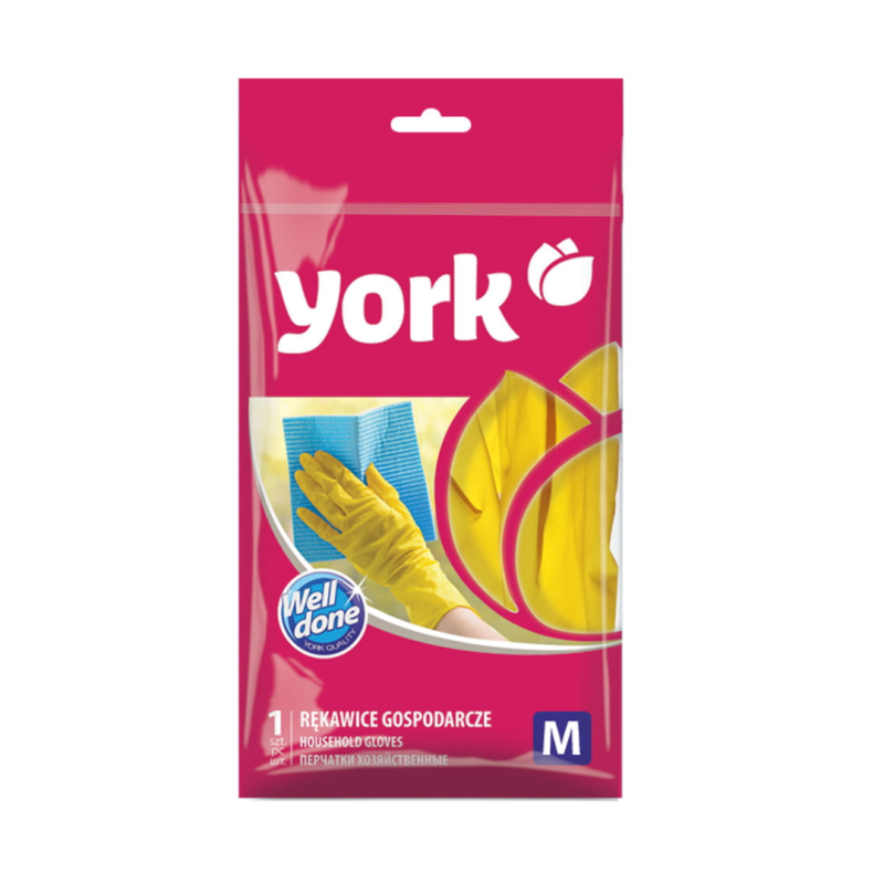 Manusi din cauciuc, pentru menaj, 2 buc/set, York, culoare galben, - marime M