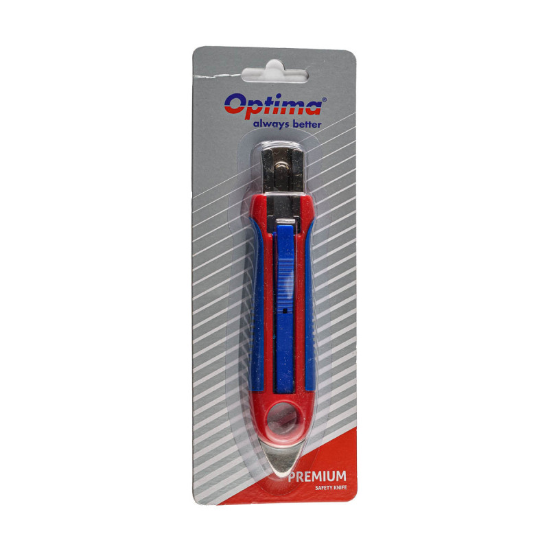 Cutter Optima Premium, lama trapezoidala SK5, auto-retractabil, sina metalica, ABS cu rubber grip